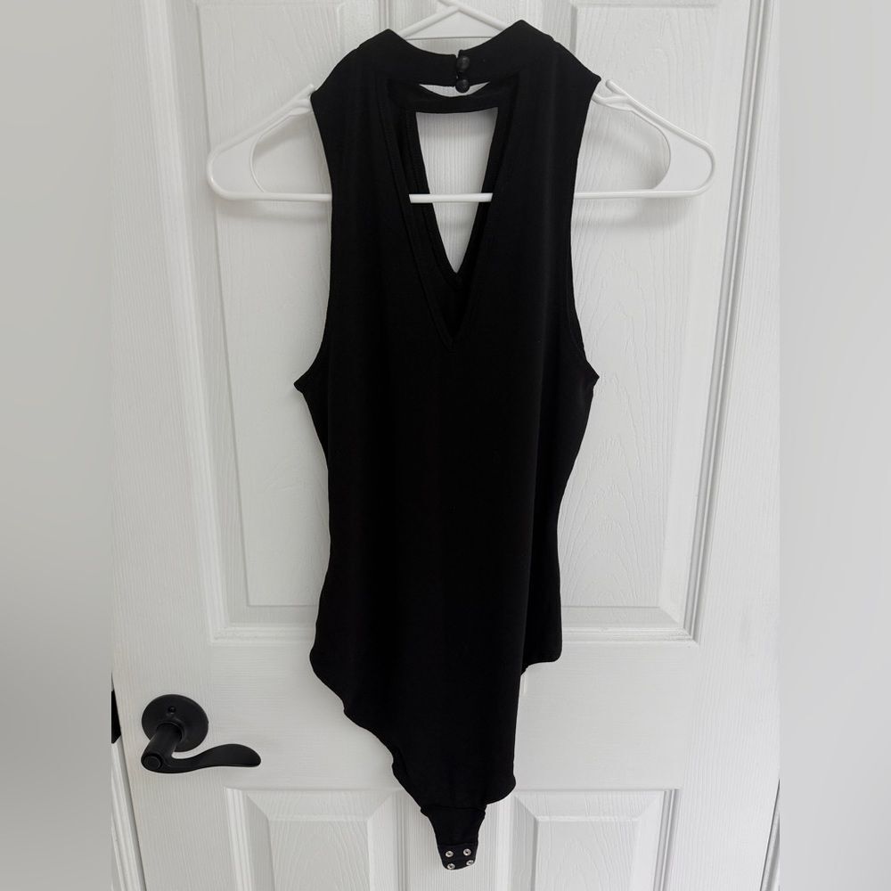 By X By Black Halter Choker Cutout Body Suit Women’s Size S - Picture 2 of 5